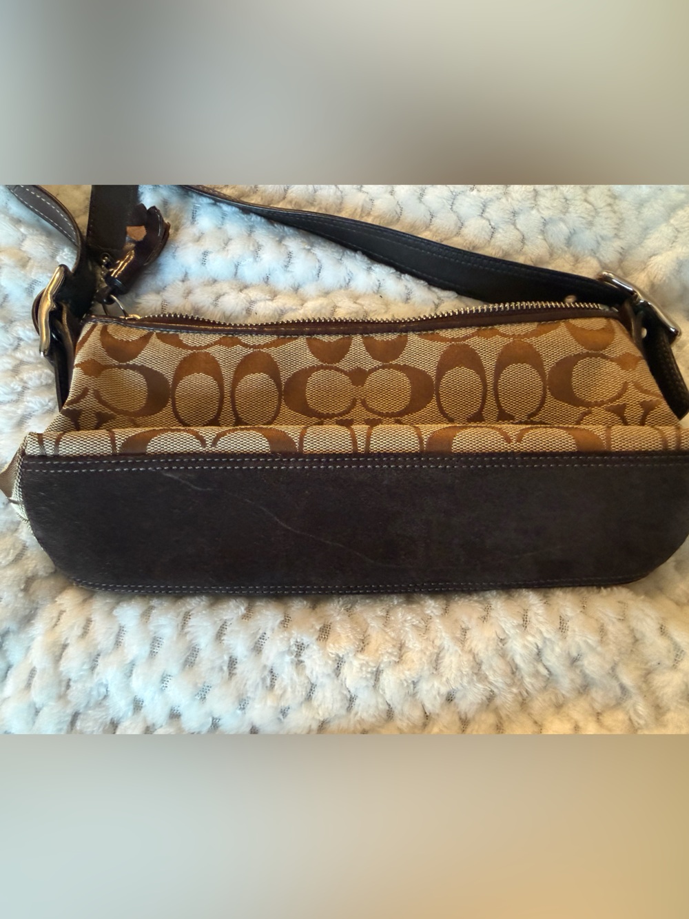 Coach Tan and Dark Brown Canvas & Suede Shoulder Bag - Picture 7 of 7